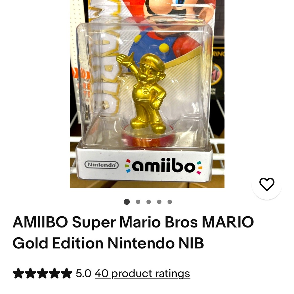 AMIIBO Super Mario Bros MARIO Gold Edition Nintendo COLLECTIBLE (new in box)